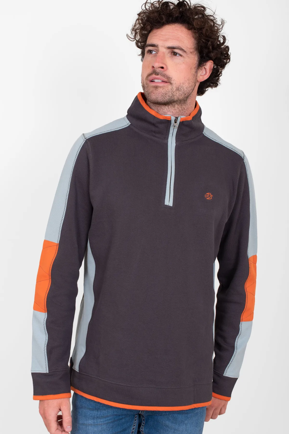 Brakeburn Colour Block 1/4 Zip Blue Best Sale
