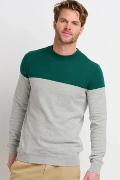 Brakeburn Colour Block Crew Neck Jumper Green Best Sale