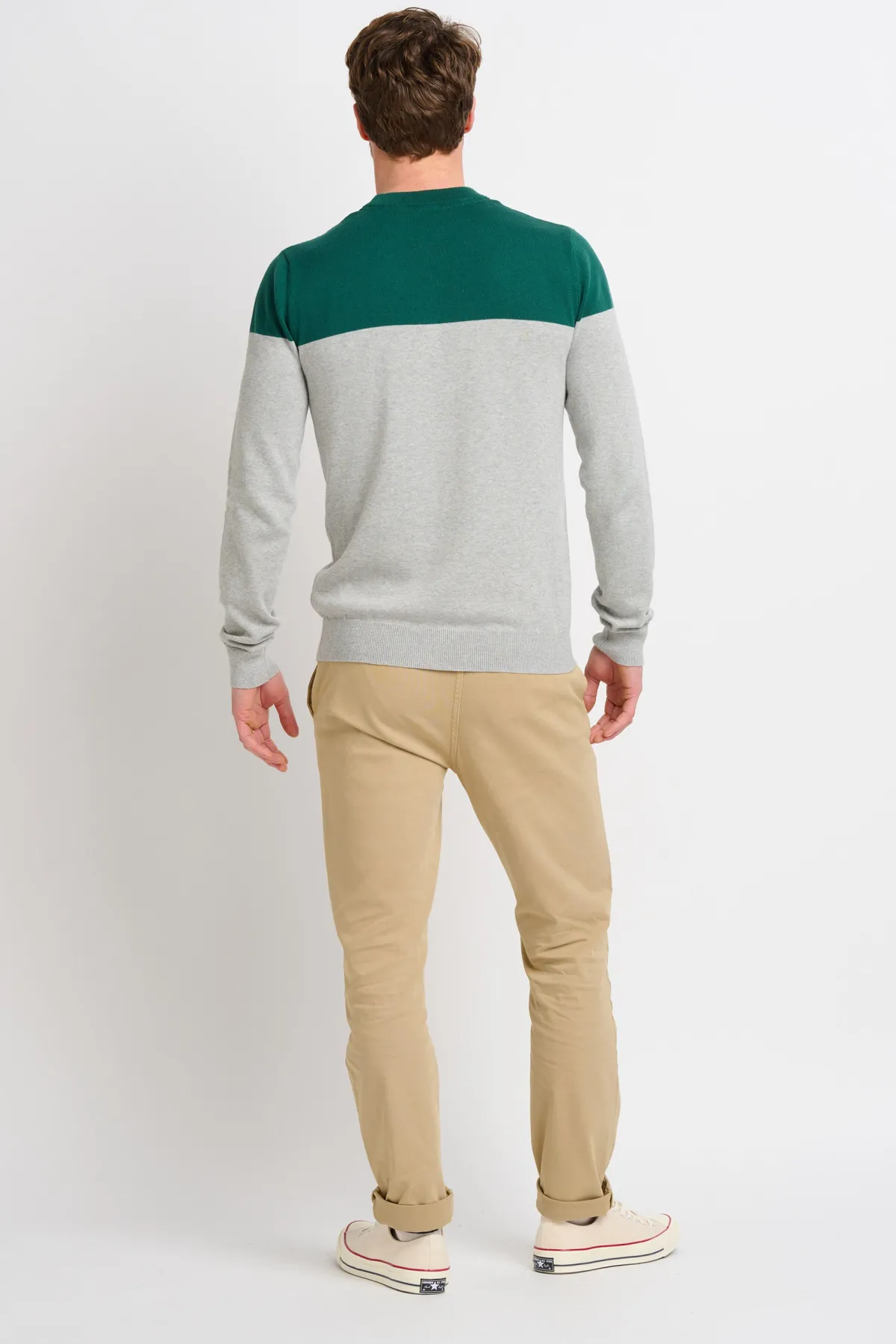 Brakeburn Colour Block Crew Neck Jumper Green Best Sale