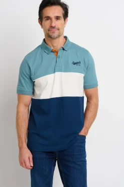 Brakeburn Colour Block Polo Shirt Blue Discount