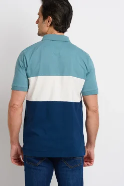 Brakeburn Colour Block Polo Shirt Blue Discount