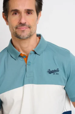 Brakeburn Colour Block Polo Shirt Blue Discount