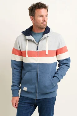 Brakeburn Colour Block Zip Thru Hoodie Grey New