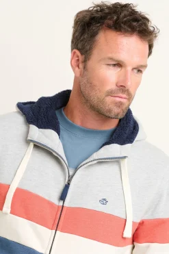 Brakeburn Colour Block Zip Thru Hoodie Grey New