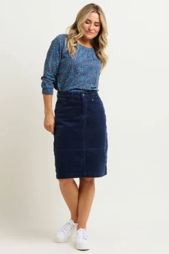 Brakeburn Cord Midi Skirt Navy Best