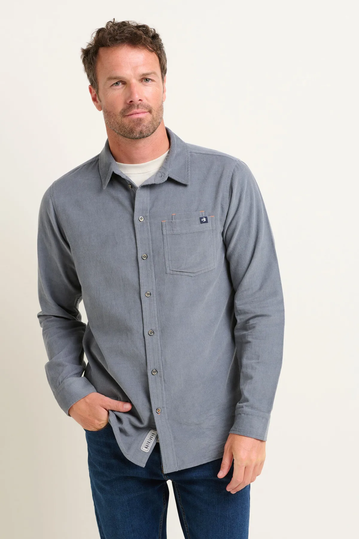 Brakeburn Corduroy Shirt Blue New