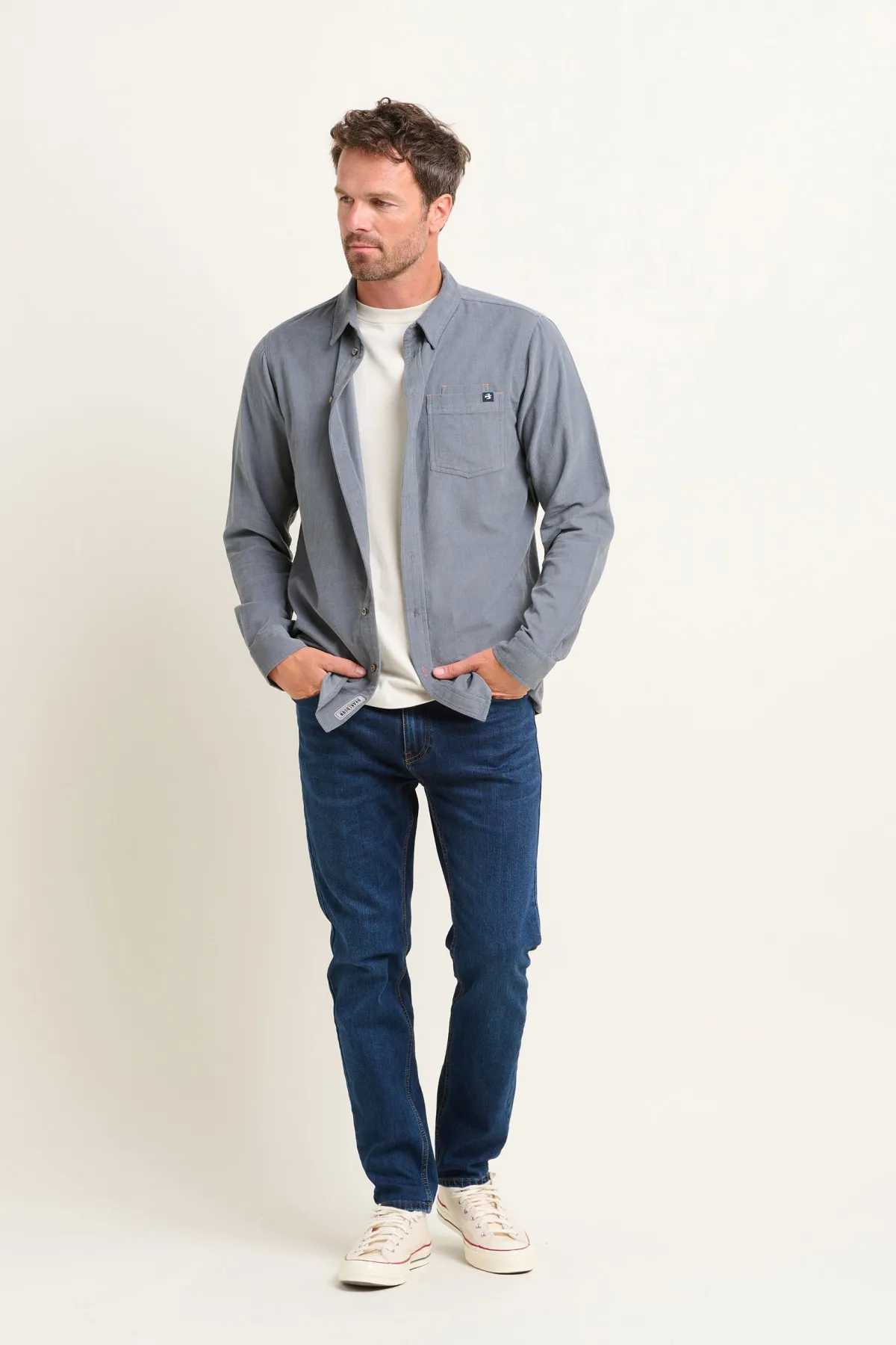 Brakeburn Corduroy Shirt Blue New