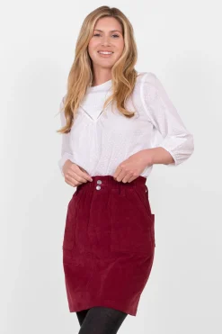 Brakeburn Corduroy Skirt Burgundy Hot