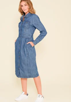 Brakeburn Denim Shirt Dress Blue Cheap