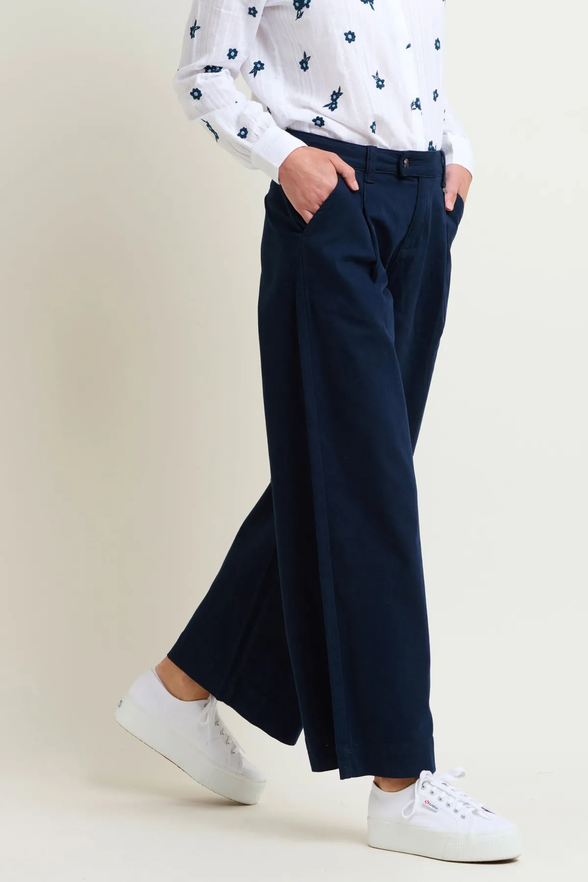 Brakeburn Double Pleat Front Trousers Navy Clearance