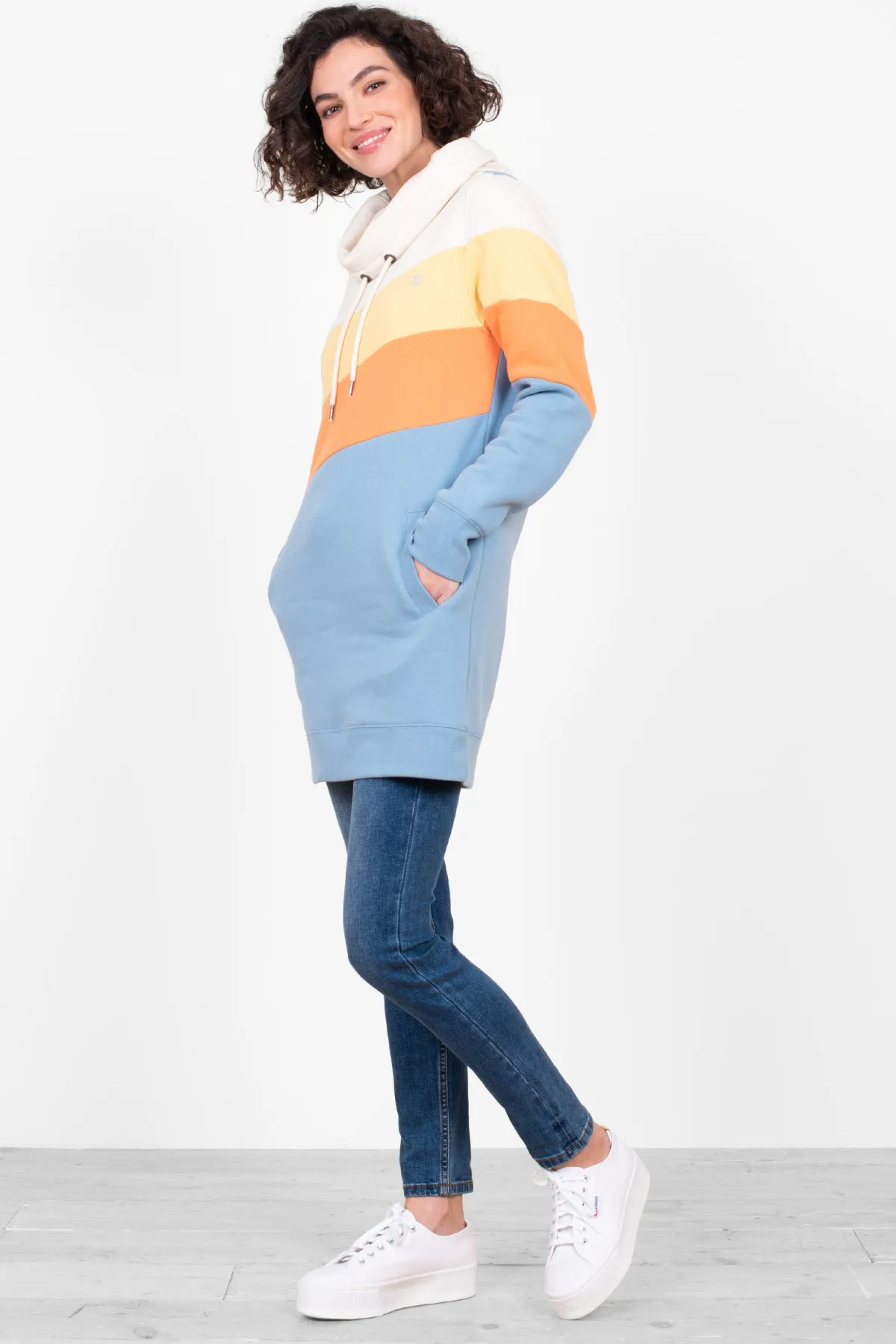 Brakeburn Drew Colourblock Sweatshirt Blue Sale
