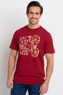 Brakeburn Eat Sleep Bike Tee Burgundy Cheap