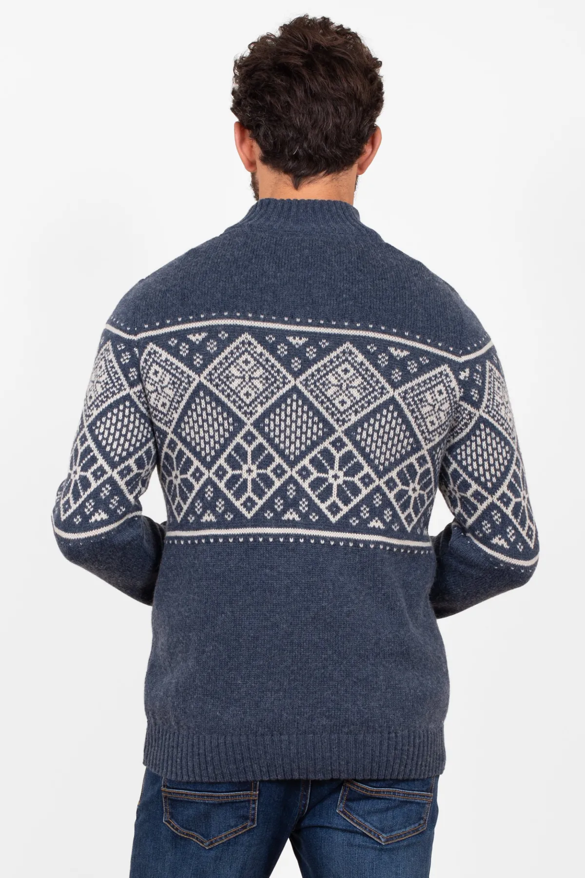 Brakeburn Fairisle Quarter Zip Navy Cheap
