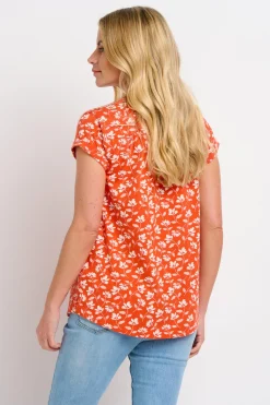 Brakeburn Floating Floral Blouse Coral Cheap