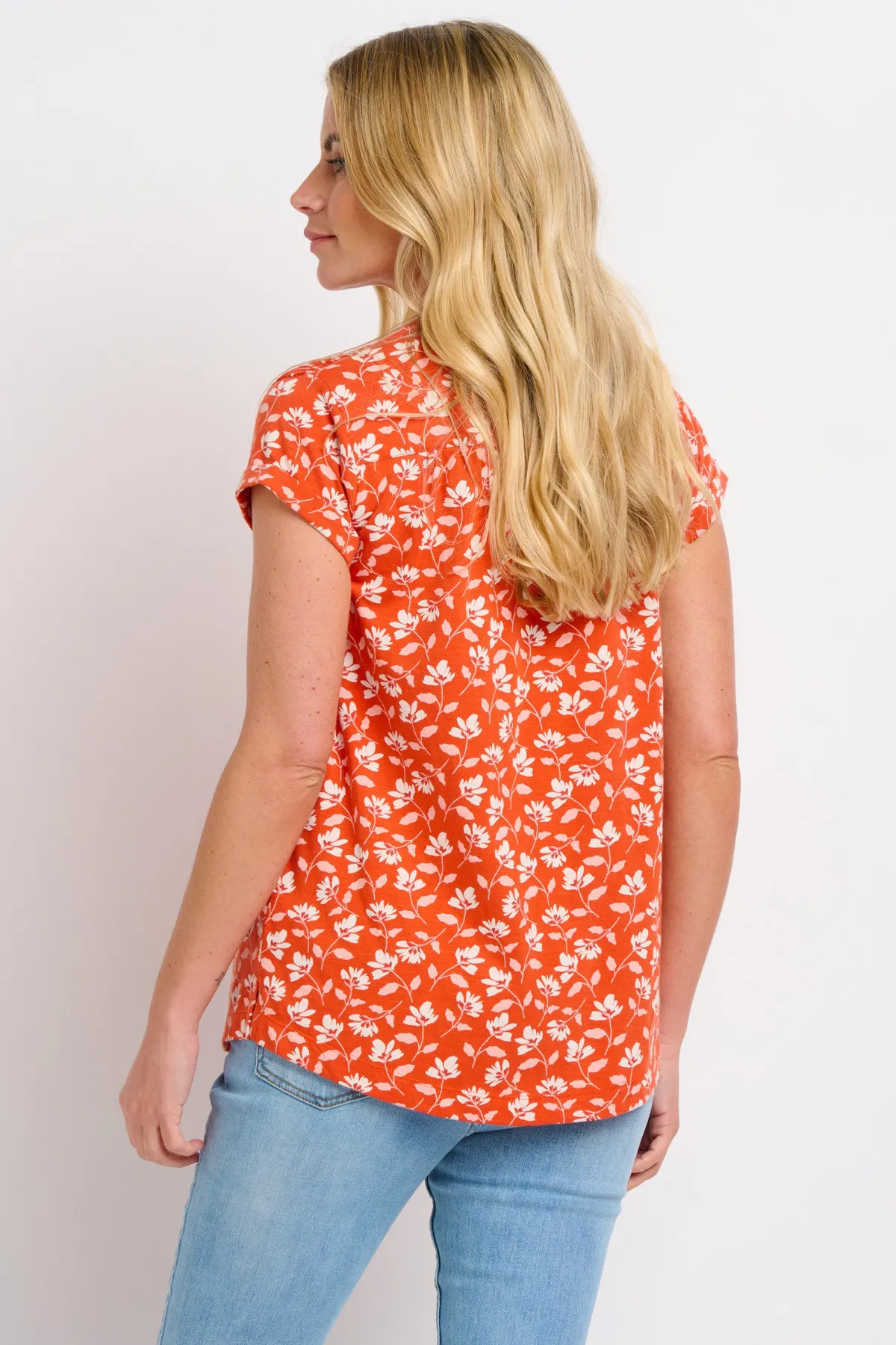 Brakeburn Floating Floral Blouse Coral Cheap
