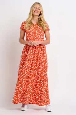 Brakeburn Floating Floral Maxi Dress Coral Online