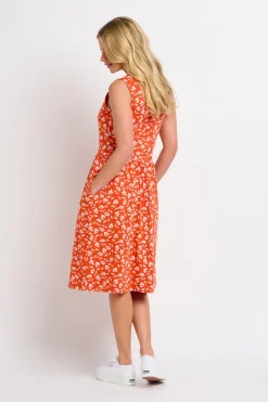 Brakeburn Floating Floral Sleeveless Dress Coral Shop