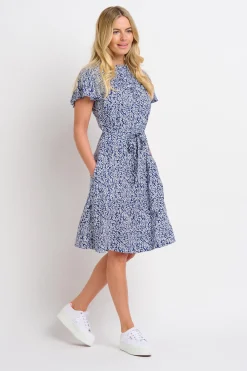 Brakeburn Floral Trail Flutter Sleeve Dress Navy Cheap