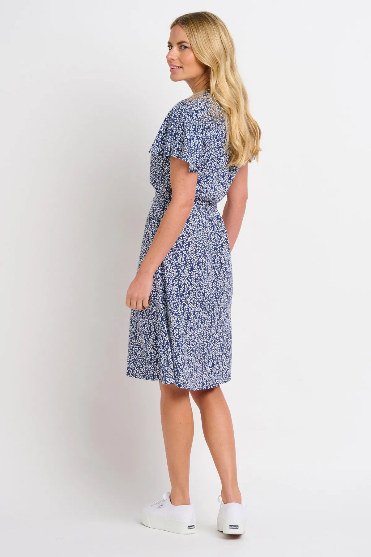 Brakeburn Floral Trail Flutter Sleeve Dress Navy Cheap