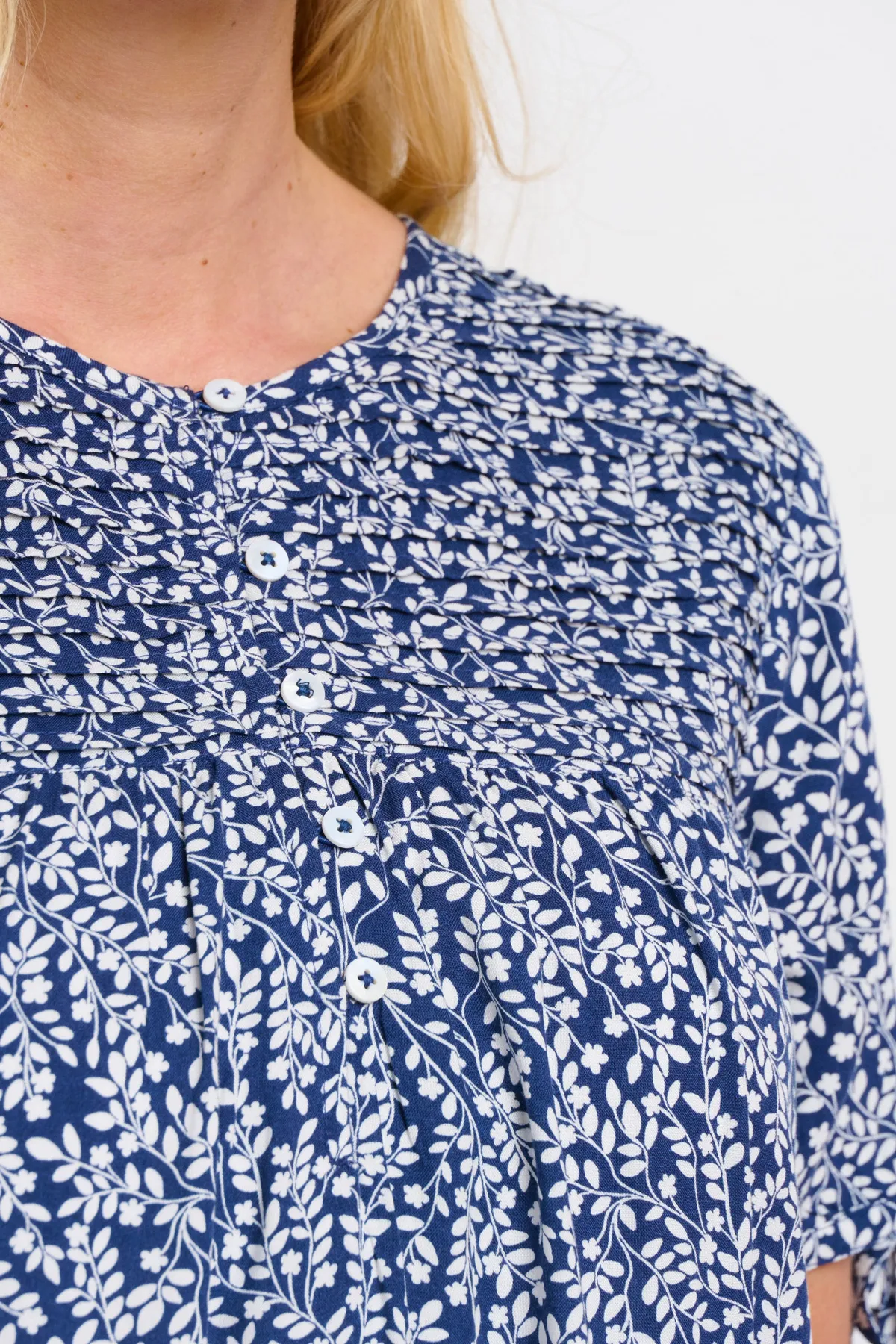 Brakeburn Floral Trail Pintuck Blouse Navy Sale