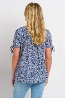 Brakeburn Floral Trail Pintuck Blouse Navy Sale