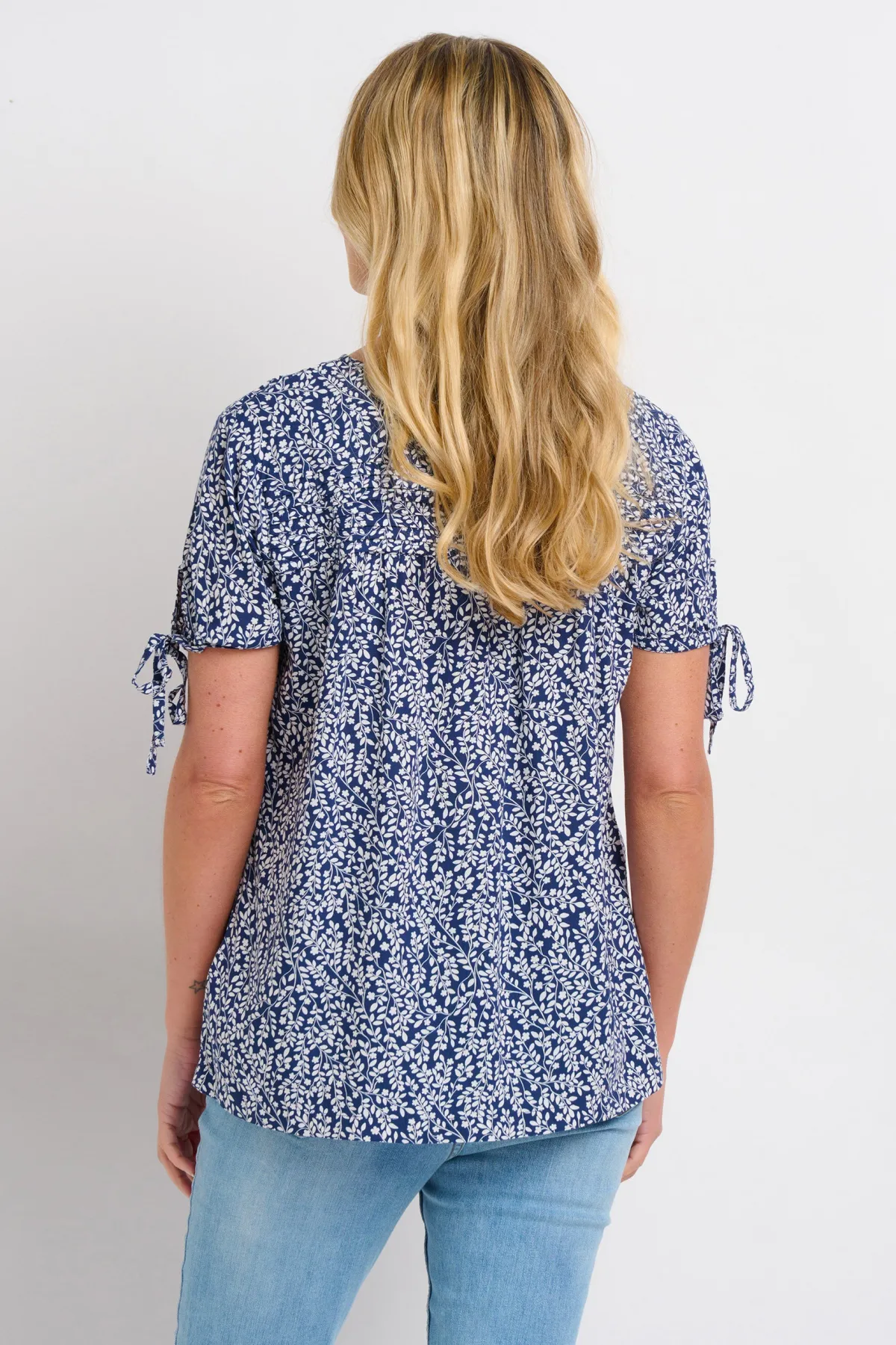 Brakeburn Floral Trail Pintuck Blouse Navy Sale