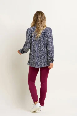 Brakeburn Flowing Spots Blouse Navy Fashion