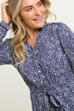 Brakeburn Flowing Spots Maxi Shirt Dress Navy Online