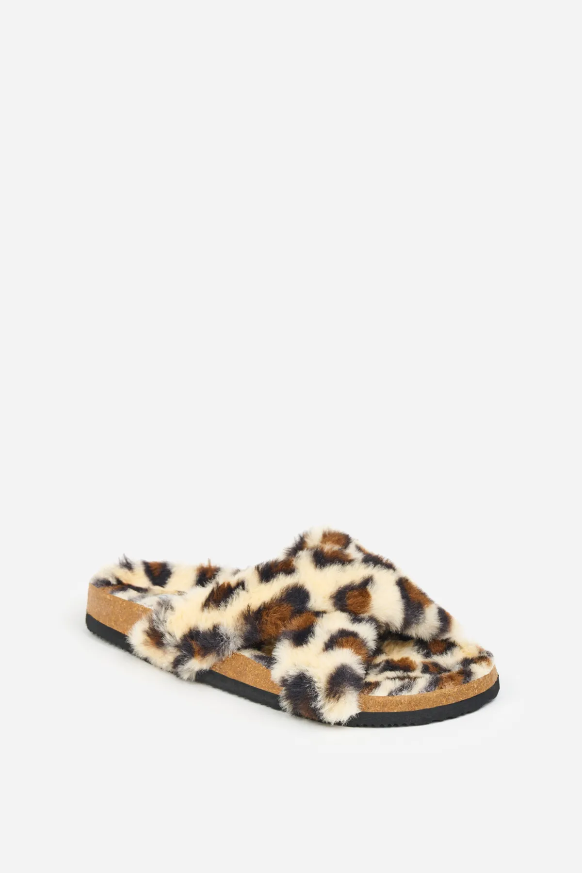 Brakeburn Fluffy Leopard Slippers Beige Best Sale