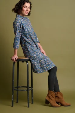 Brakeburn Folk Floral Cord Dress Blue Cheap