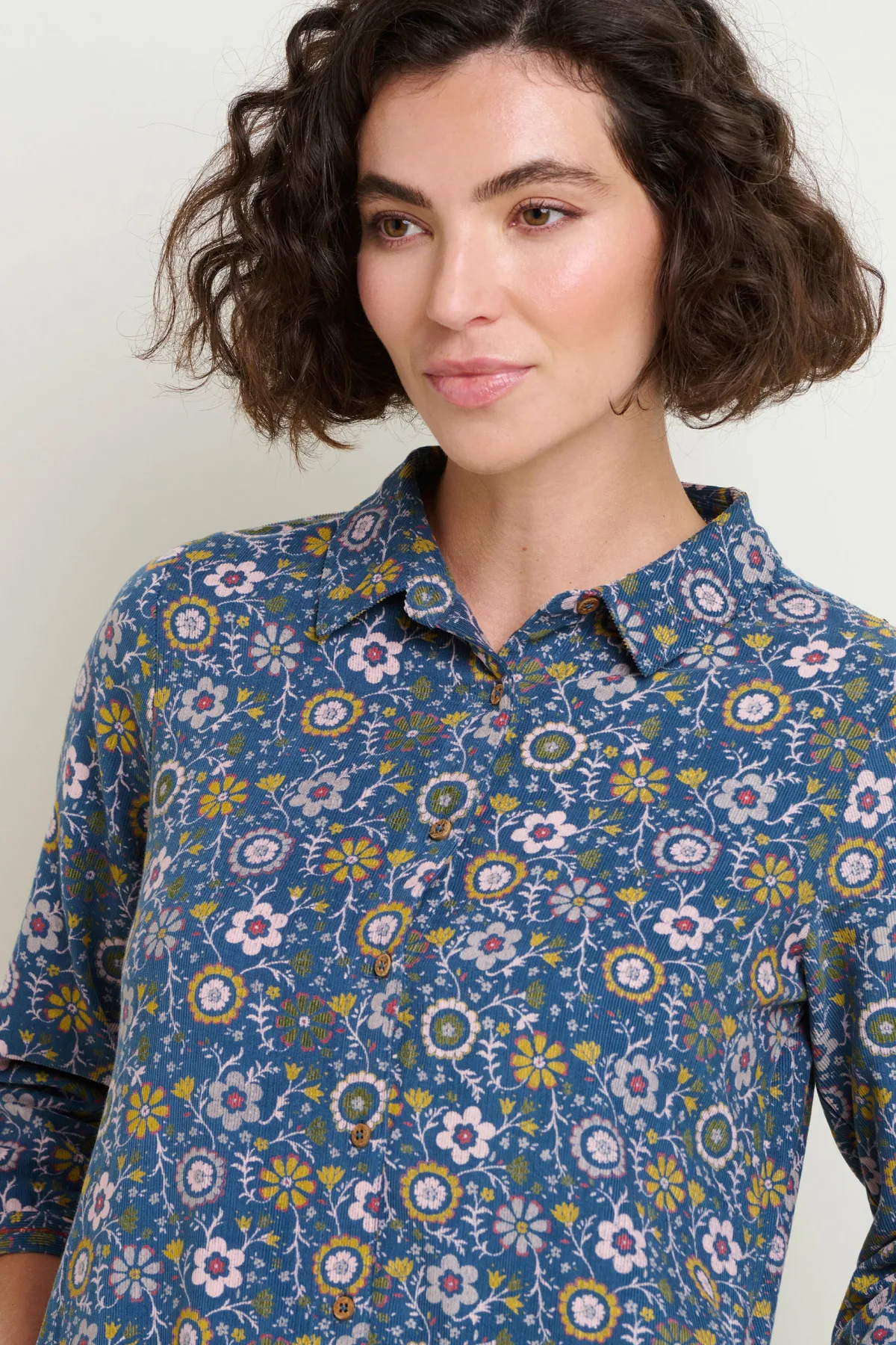 Brakeburn Folk Floral Cord Dress Blue Cheap