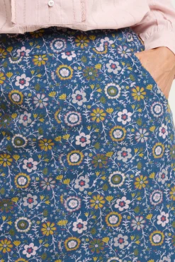 Brakeburn Folk Floral Cord Skirt Blue Discount