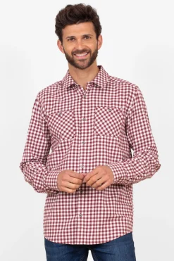 Brakeburn Gingham Shirt Burgundy Hot