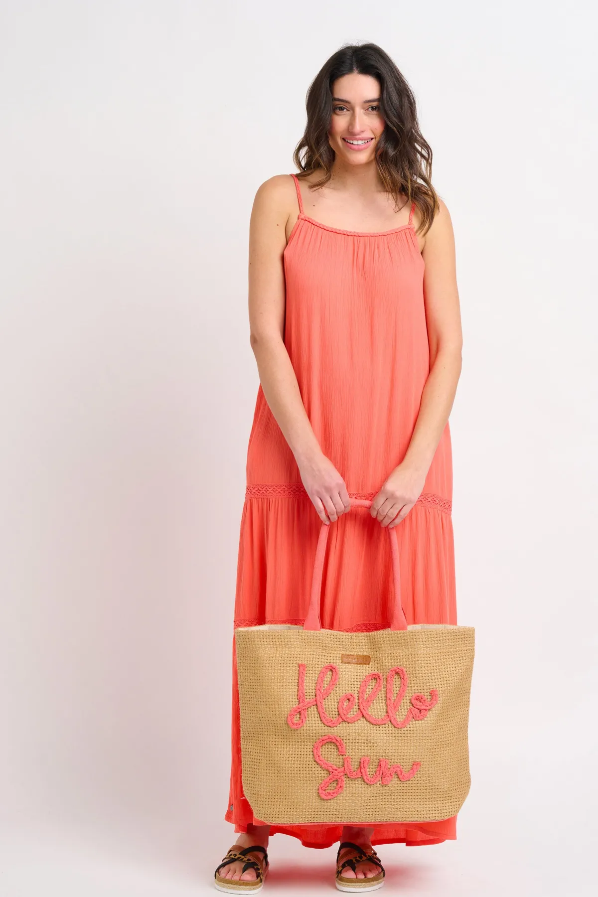 Brakeburn Hello Sun Jute Beach Bag Beige Store