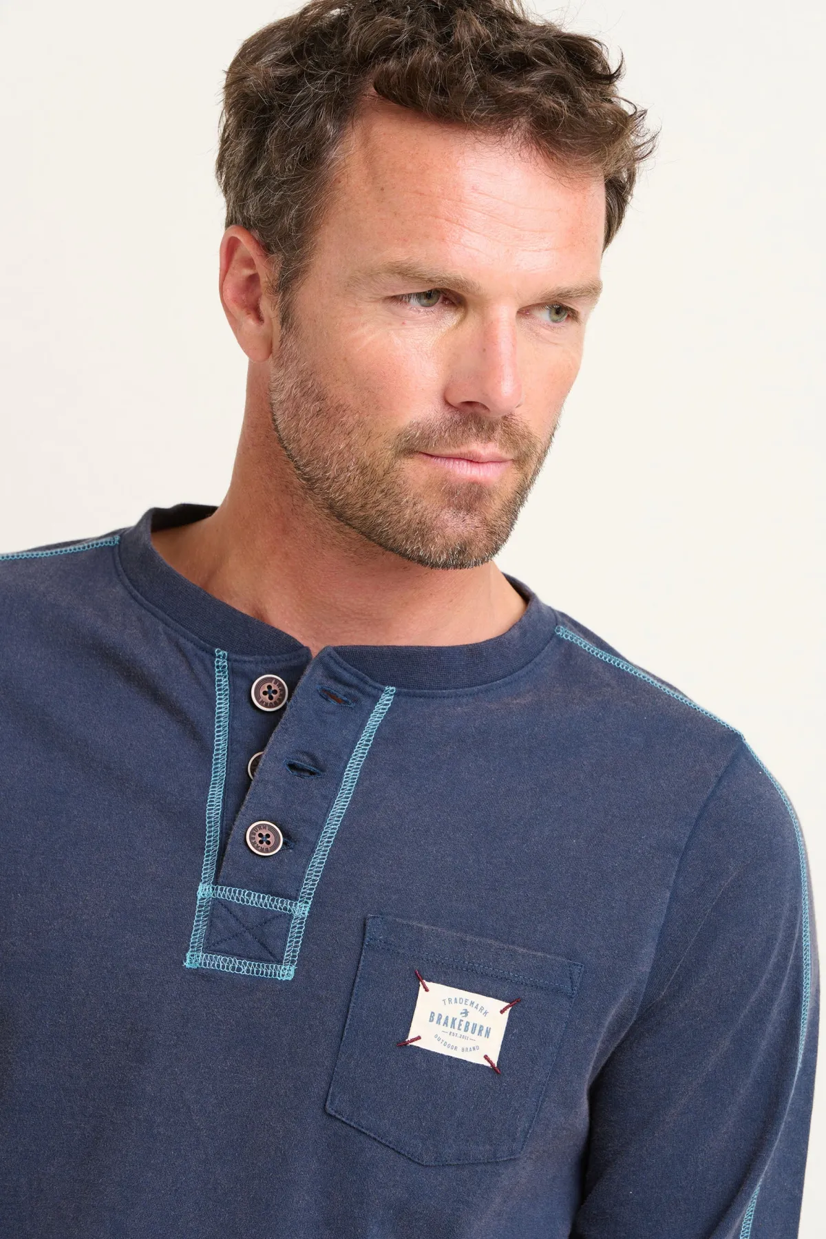 Brakeburn Henley Long Sleeve Tee Navy Online