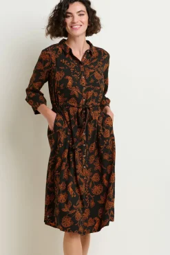 Brakeburn Henna Trail Midi Shirt Dress Black Store