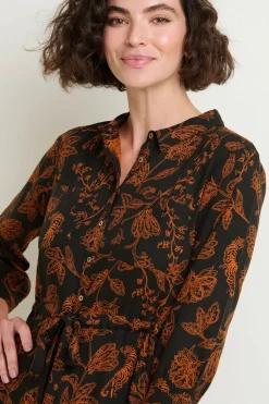 Brakeburn Henna Trail Midi Shirt Dress Black Store