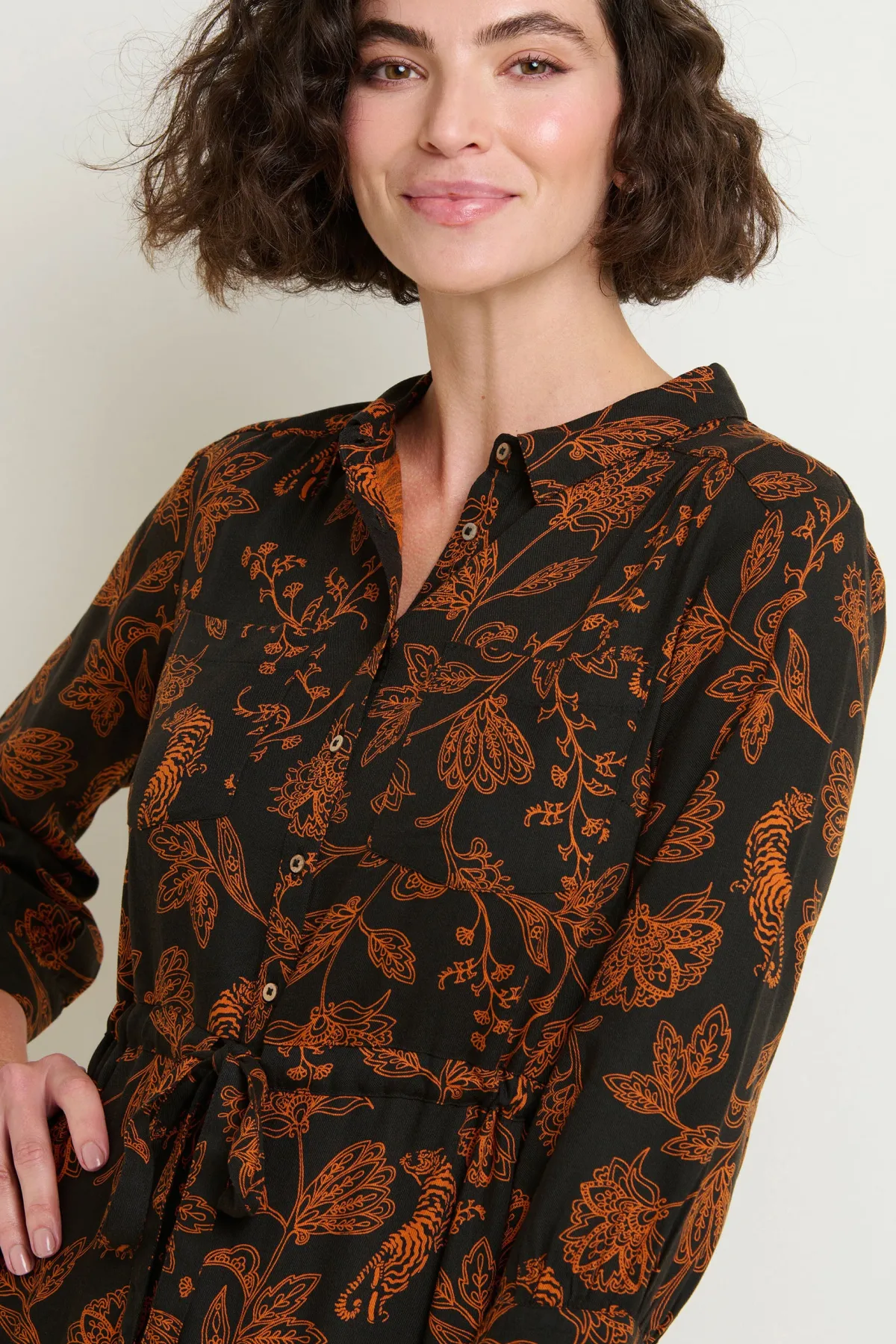 Brakeburn Henna Trail Midi Shirt Dress Black Store