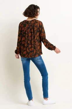 Brakeburn Henna Trail Shirring Blouse Black Best Sale