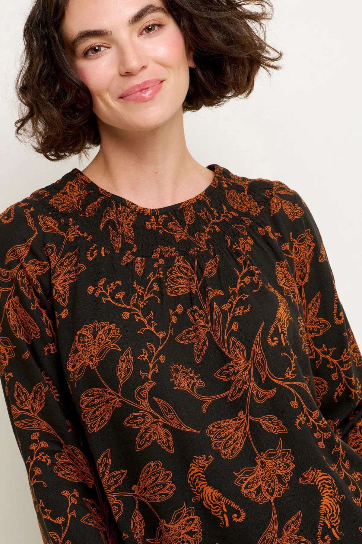 Brakeburn Henna Trail Shirring Blouse Black Best Sale