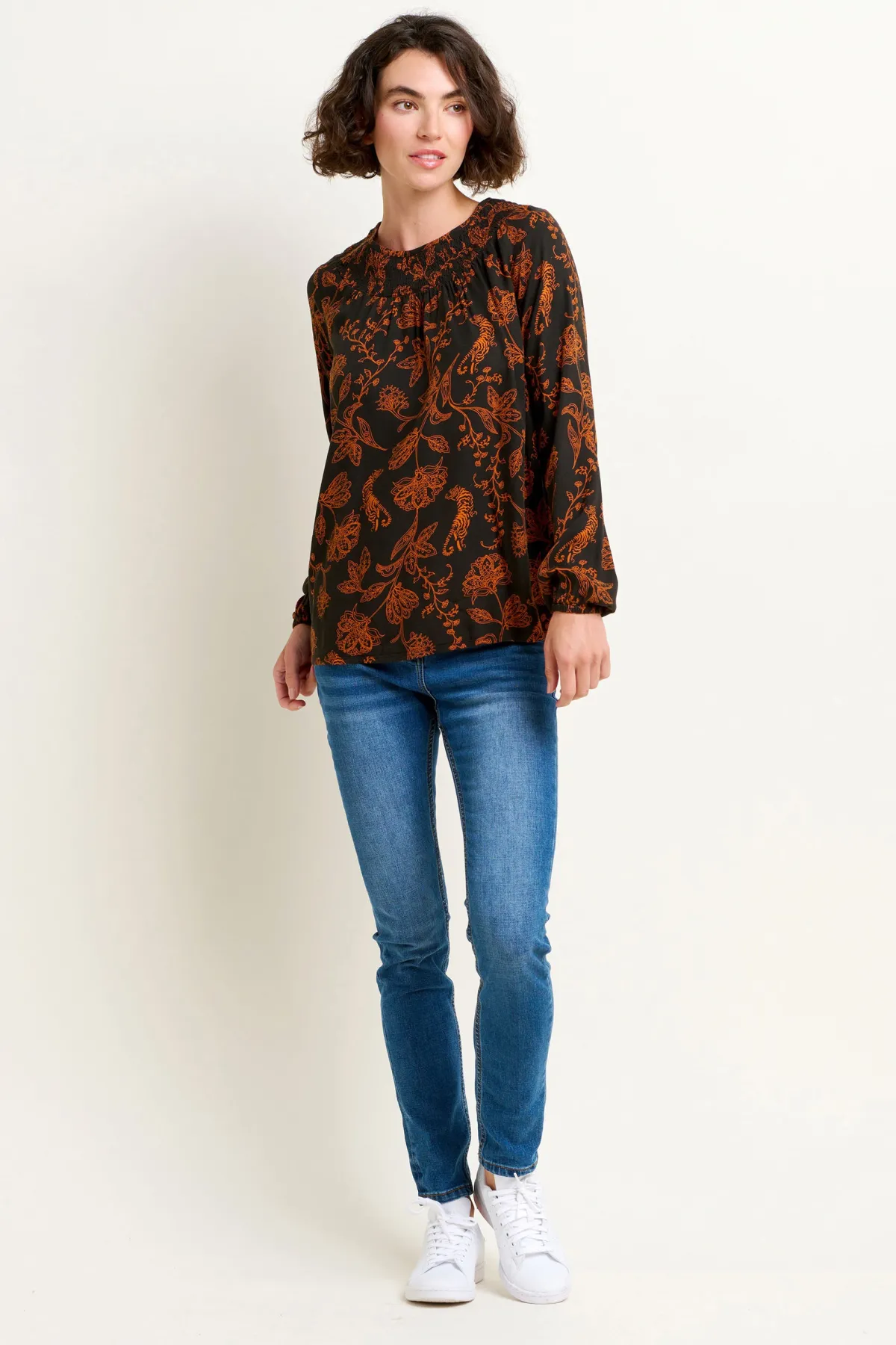 Brakeburn Henna Trail Shirring Blouse Black Best Sale