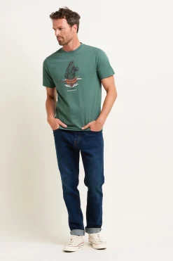 Brakeburn Kayak Bear Tee Green New