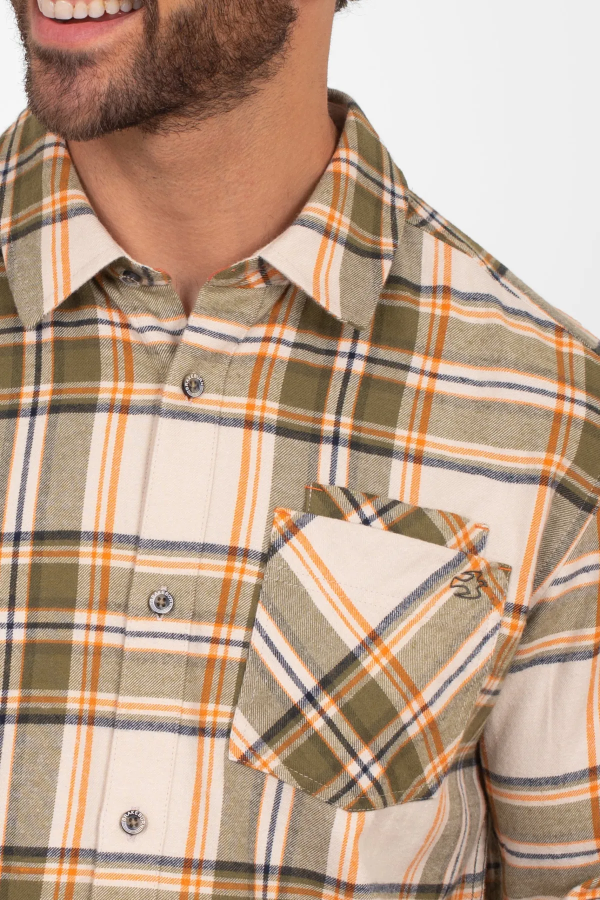 Brakeburn Khaki Checked Shirt Green Shop