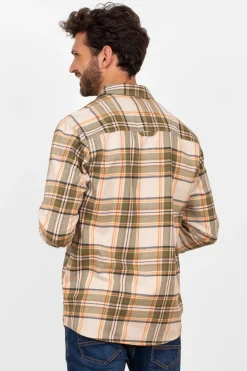 Brakeburn Khaki Checked Shirt Green Shop