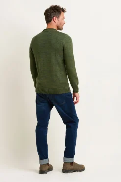 Brakeburn Khaki Crew Neck Jumper Green Sale
