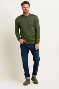 Brakeburn Khaki Crew Neck Jumper Green Sale