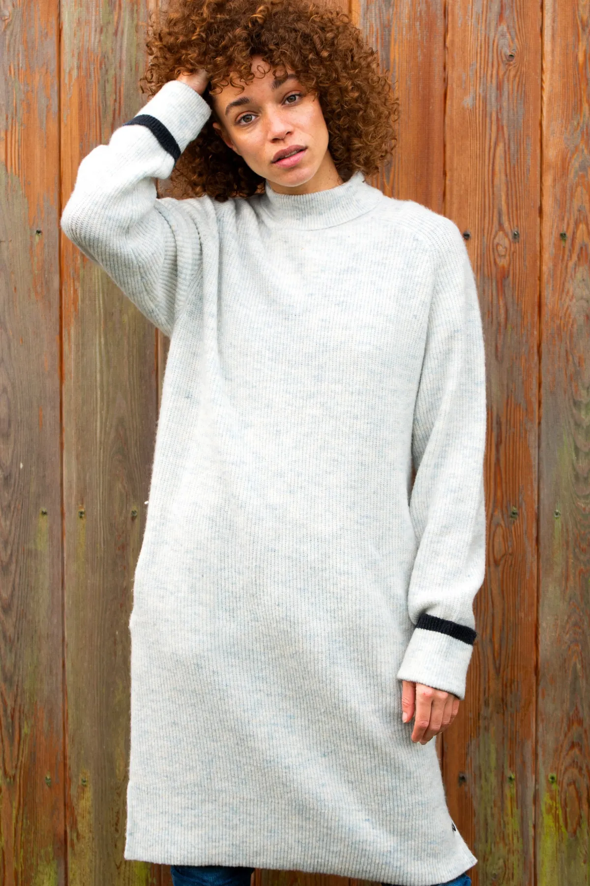 Brakeburn Lagon Knitted Jumper Dress Grey Store