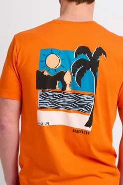 Brakeburn Landscape Lino Orange Tee Multicoloured Outlet