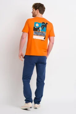 Brakeburn Landscape Lino Orange Tee Multicoloured Outlet