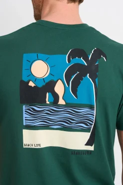 Brakeburn Landscape Lino Tee Green Cheap